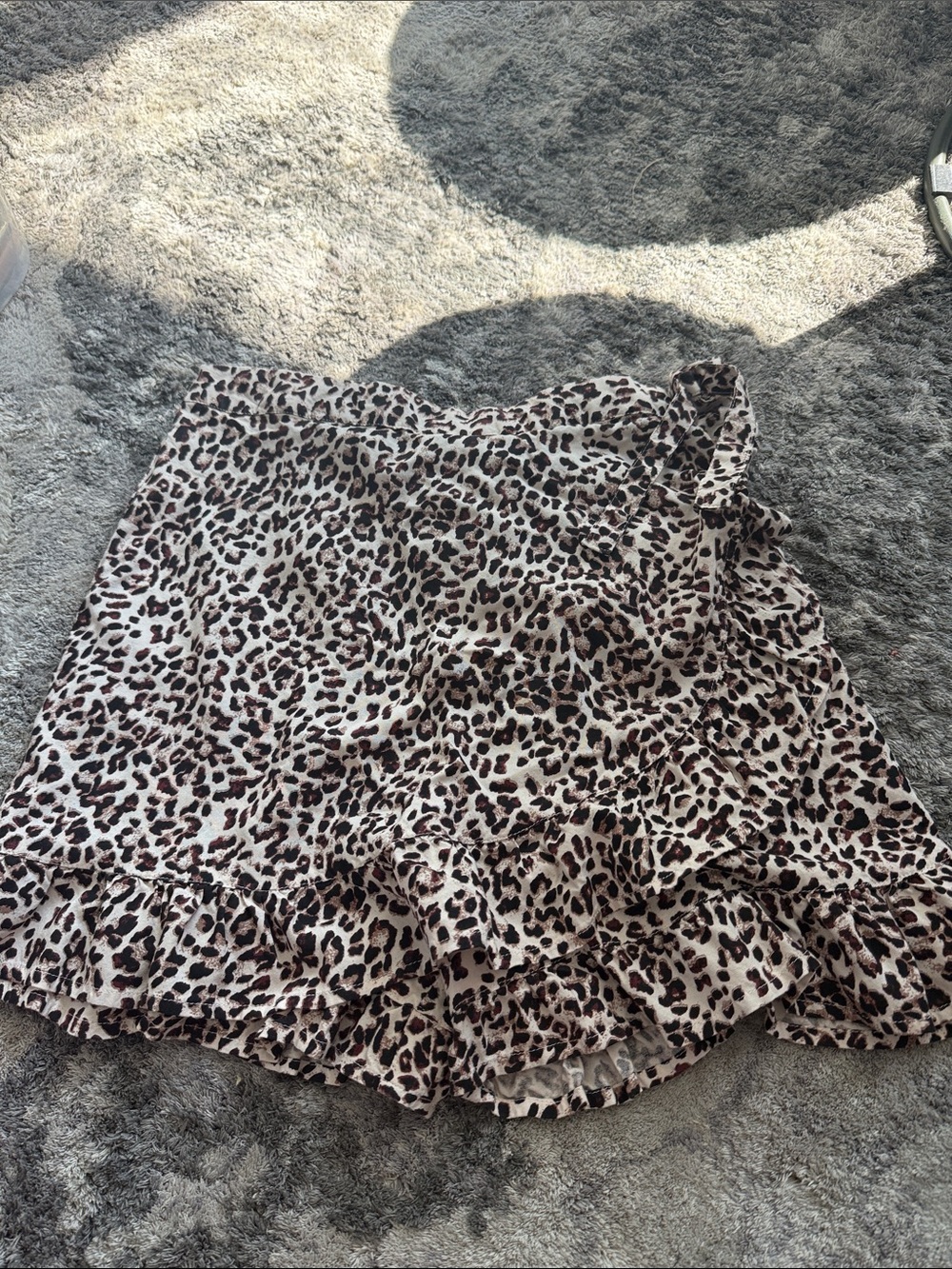 Leopard Print Ruffle Mini Skort - Neutral Brown/Black